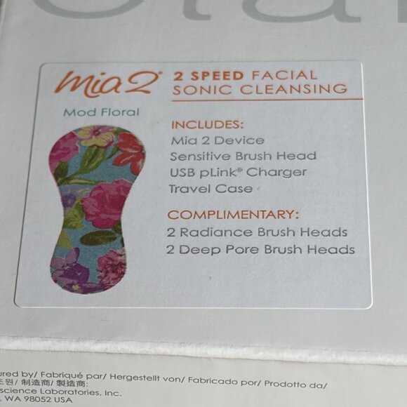 NEW Clarisonic Mia 2 Mod Floral Sonic 2 Speed Facial Cleansing Brush Set NIB - Picture 2 of 8